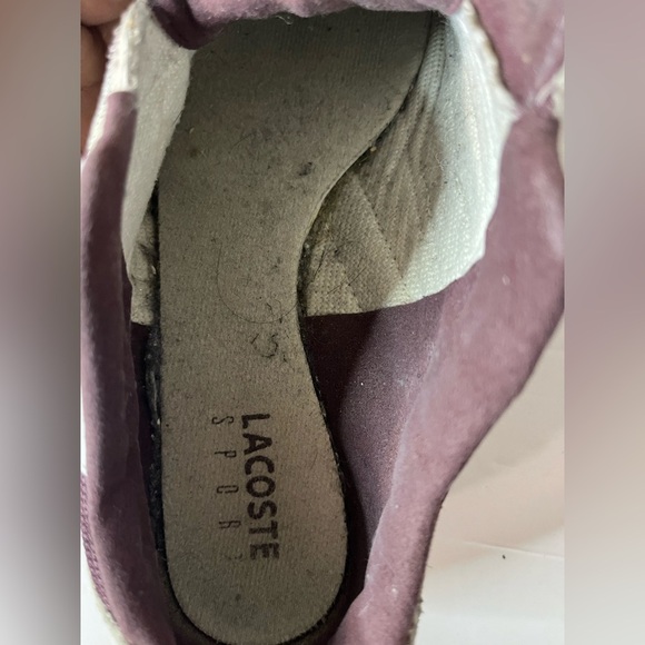 Lacoste Sport Women’s White & Burgundy Slip-On Sneakers Size 5 Velcro Shoes - Picture 2 of 12